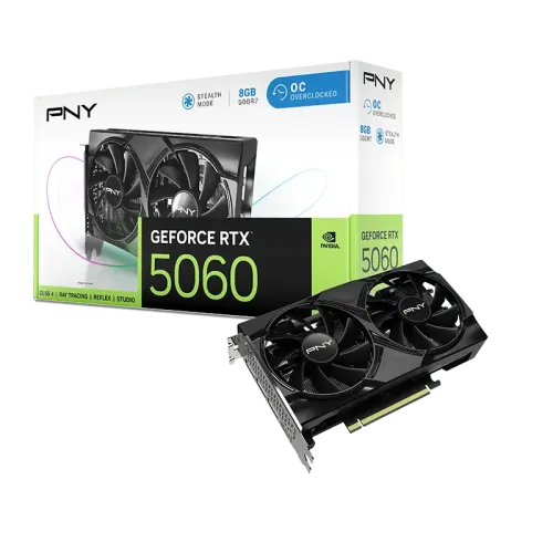 PNY GeForce RTX 5060 8GB OC Dual Fan 2280 MHz GDDR7 Graphics Card